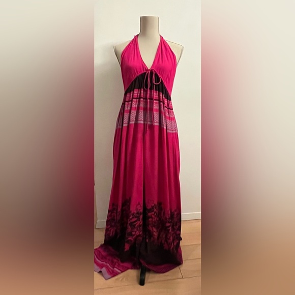 Free People Wide Leg Jumpsuit Fushia Halter Medium - Picture 1 of 6